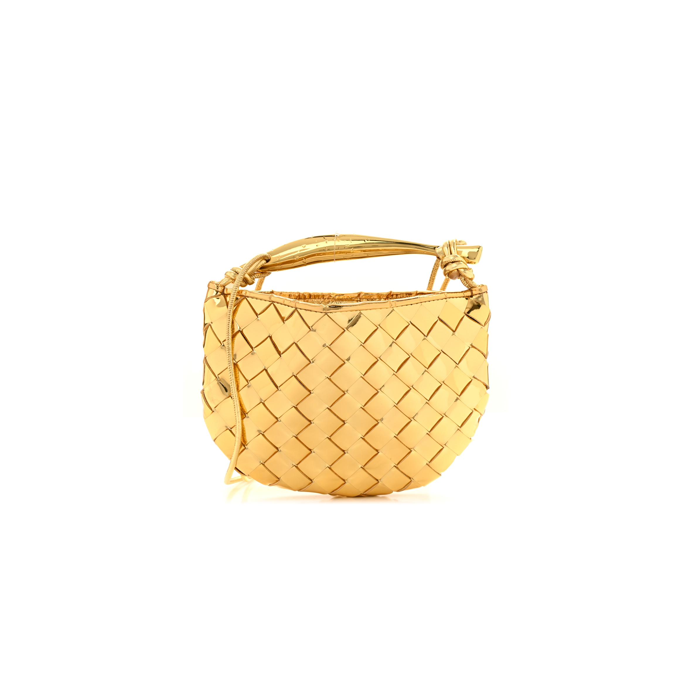 bo*te*ga Ve*ne*ta mirror laminated nappa intrecciato mini sardine bag gold (20*14*3cm)